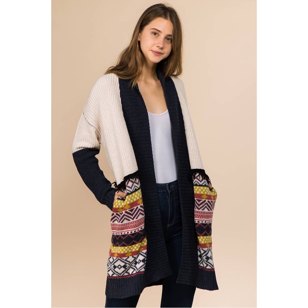 NWOT Open Front Tribal Print Long Soft Cardigan